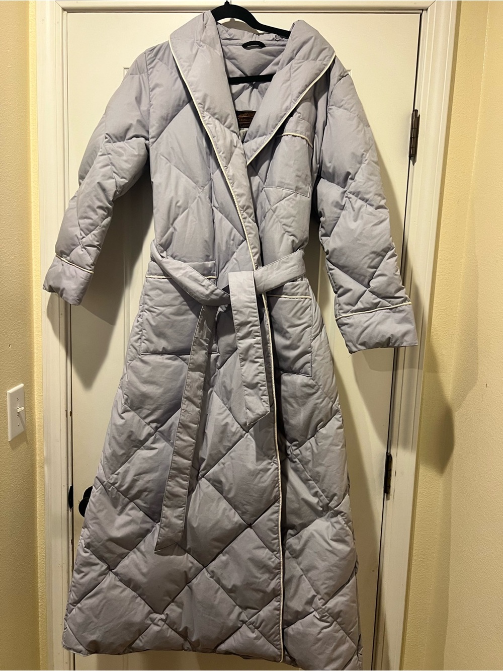 Vtg Eddie Bauer Goose Down Quilted Maxi Robe Lilac Purple Small Style 0279